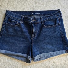 Old Navy Boyfriend Denim Shorts Stretch Dark Wash Cuffed Women's Size 12