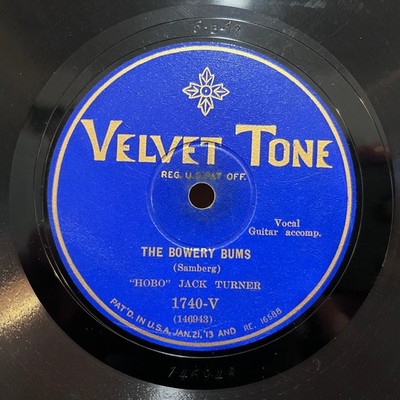 HOBO JACK TURNER - Bowery Bums / Bums Rush (1928)- 10'' Shellac 78RPM Record - G+
