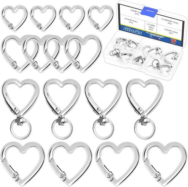 Karabiner Clips Set 16Tlg Herzform Zinklegierung SchlüSselringe AnhäNger ZubehöR-image