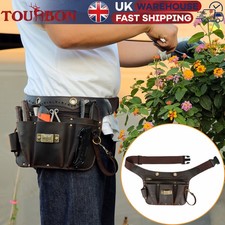 TOURBON Leather Garden Tool Bag Electrician Tool Belt Pouch Quick Release Buckle