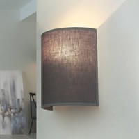 Wandleuchte Wandlampe Up Down Grau Stoff Schirm Metall E27 Innen Schlafzimmer