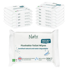 Flushable Baby Wipes 98 Water, Hypoallergenic Natural for Sensitive Skin