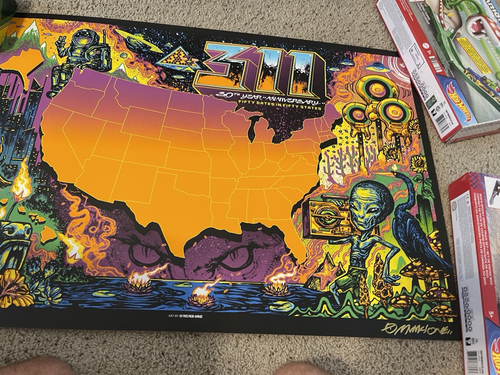 311 - 2020 Tour Map. Munk One Artist Proof. #10/25. Cancelled Tour. 