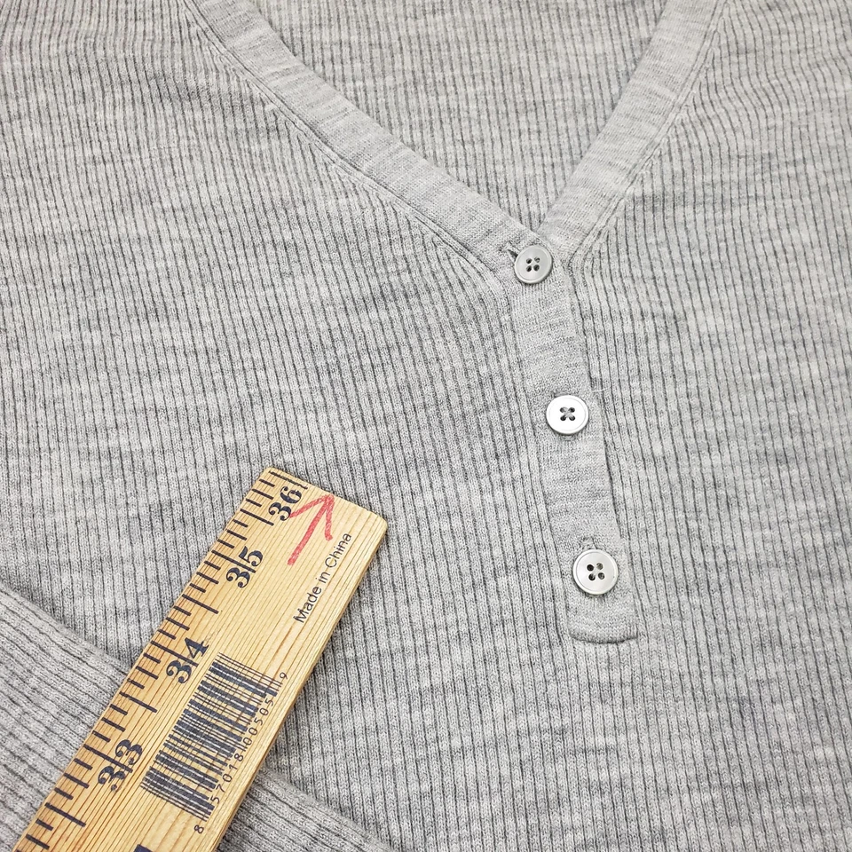 The Group Babaton Sweater Dress Womens Large Gray Ribbed Knit Belted V-Neck Maxi - Image 4 of 4