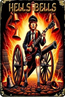 AC/DC  Hells Bells Classic Rock Retro Blechschild  20x30 cm