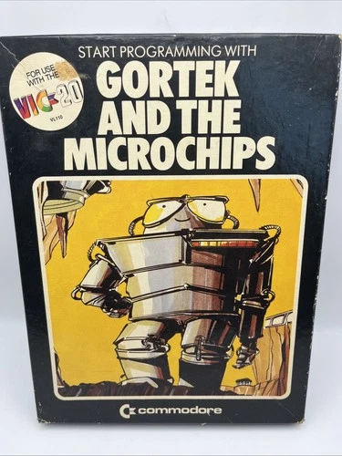 1982 Gortek and the Microchips Commodore 64 Complete w/ Cassettes Manual & Badge