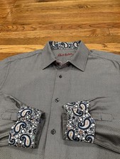 Robert Graham Long Sleeve Paisley Flip Cuff Button Up Shirt Men L/XL 43/17