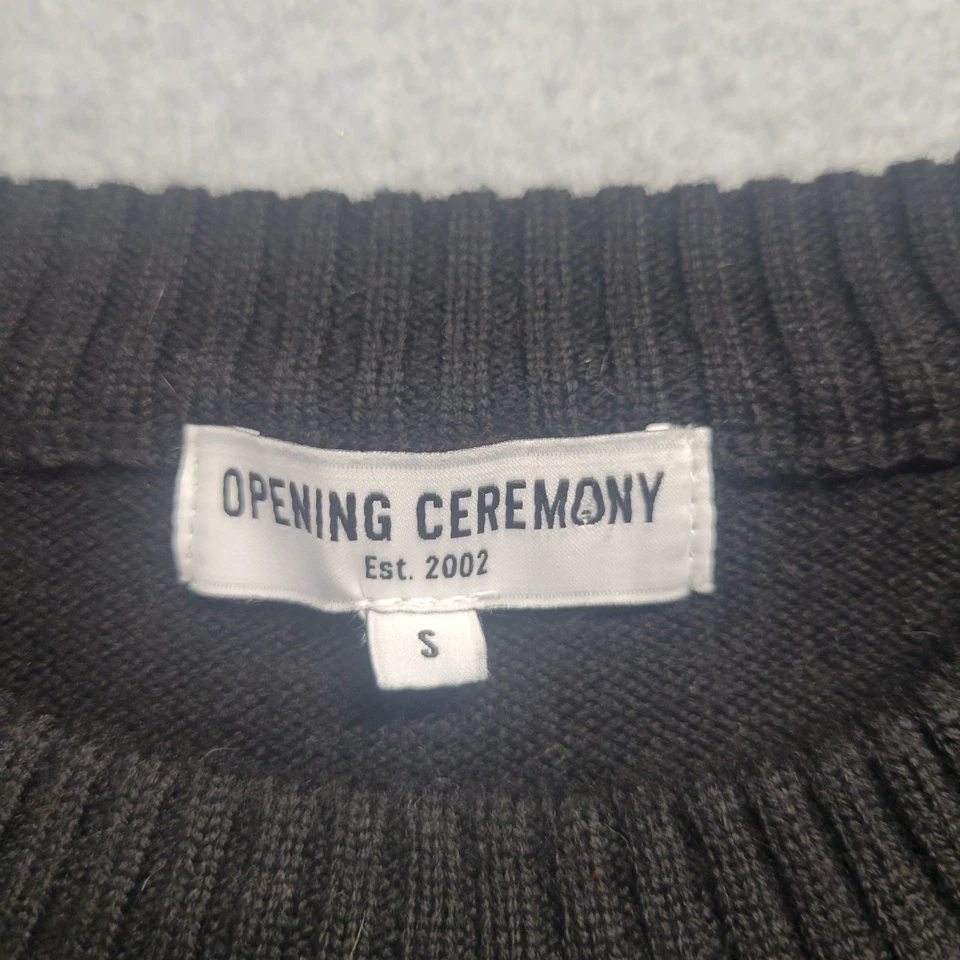 Opening Ceremony Hand Geometric Velvet Embroidered Crewneck Sweatshirt Black S - Image 3 of 4