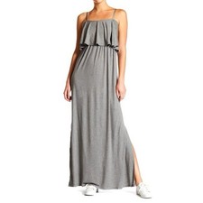 NWT Alice + Olivia Stacy Bendet Debra Grey Ruffle Spaghetti Strap Maxi Dress M