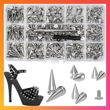 360pcs Punk Cone Studs Metal Spikes Kit For DIY Leathercraft Clothing Shoes Bag