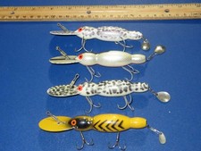 Lot of 4 Bomber Waterdog Topwater Lures  Var Colors