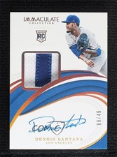 2019 Panini Immaculate Rookie Gold 8/49 Dennis Santana #27 Patch Auto 0yk6