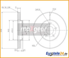 2 St. Bremsscheibe MAXGEAR 19-0811 Vorderachse für Ford