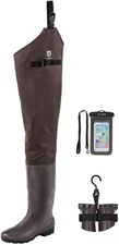 Hip Wader, Lightweight Hip Boot For Men and Women, 2-Ply PVC/Nylon - Brown