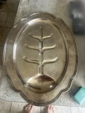 Wilcox International Co Vintage Footed Silver Plated Meat Platter Tray Heavy