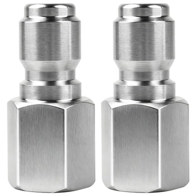 #ad 2Pcs Pressure Washer Coupler 3 8 inch Male quick connect plug Silver $15.93