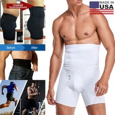 Men Compression High Waist Boxer Shorts Tummy Slim Body Shaper Girdle Underwear