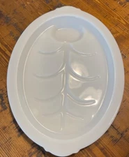 Vintage Milk Glass Fire King Meat/Fish Serving Platter w/ Gravy Well. USA