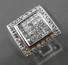 ESTATE EXTRA LARGE 1.75CT PRINCESS CUT DIAMOND 14KT WHITE GOLD SQUARE MENS RING