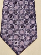 Bloomingdales The Men's Store 100 Silk Tie Violet w/ Navy Silver Medallions