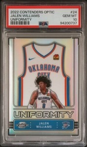Jalen Williams Uniformity RC 2022-23 Contenders Optic PSA 10 Pop 2 Fresh Slab