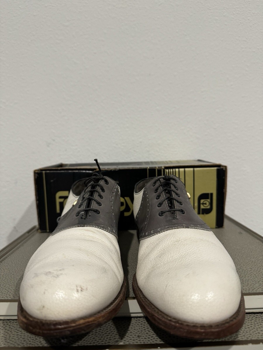 VINTAGE FootJoy Classics White Leather / Grey saddle golf shoes