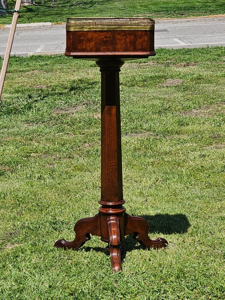 Tapa de nogal con rebabas francesas del siglo XIX y pedestal de caoba 42" H Foto 4 de 4