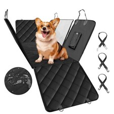 Dog Car Seat Cover with Mesh Window and 3 Storage Pocket for Cars Black