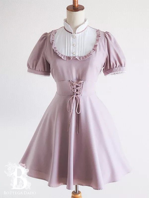 🌹Secret Honey🌹York Frill Stand Collar Dress OP Pink Romantic Japan H056