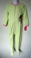 Carter's Fleece Pajamas 3 3T Girls Monkey PJ's Footed One Piece Sleepwear NWT