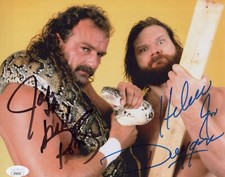 WWE- Hacksaw Jim Duggan & Jake the Snake Roberts signed 8x10 photo JSA COA
