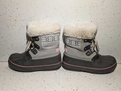 London Fog Collection Gray & Pink Girls Winter Boots size 13 - Picture 5 of 7