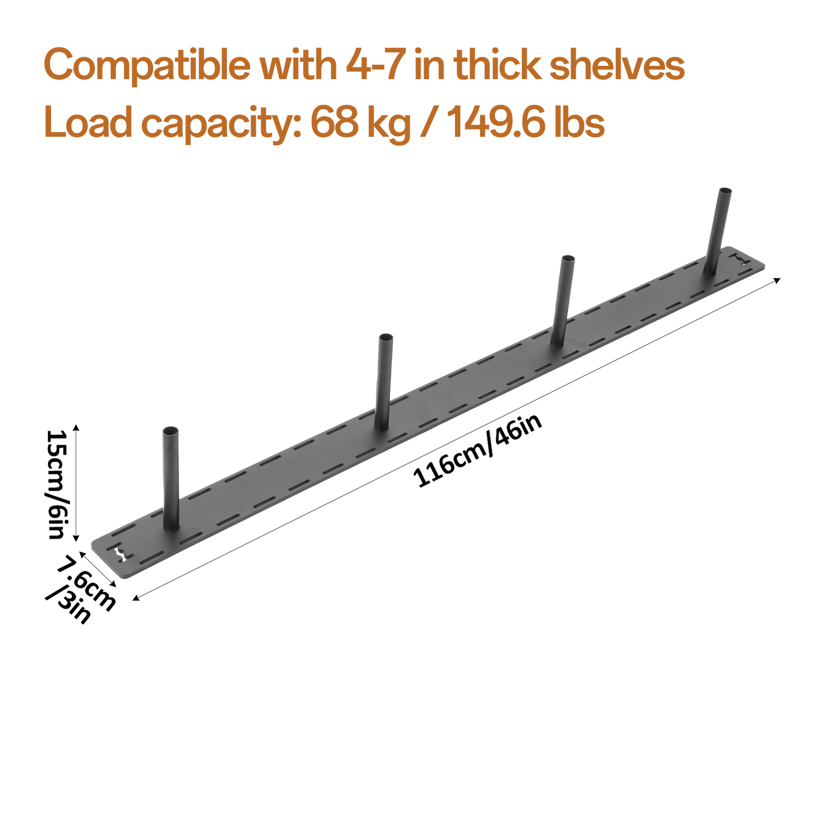 Heavy Duty 46-Inch Floating Shelf Bracket for Easy Hidden Installation