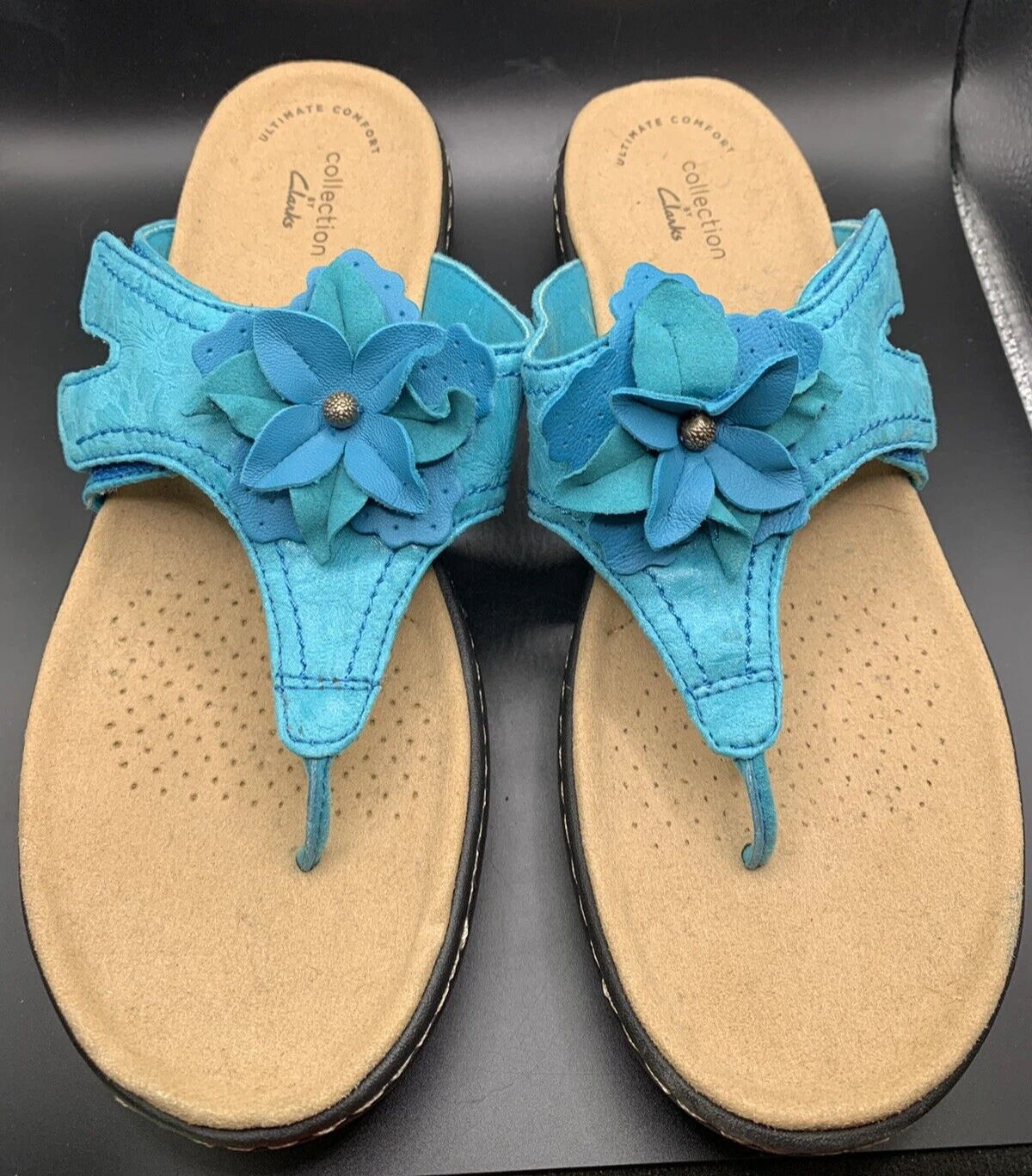 Sandali Clarks Ultimate Collection Laurieann Gema perizoma pelle turchese taglia 8N