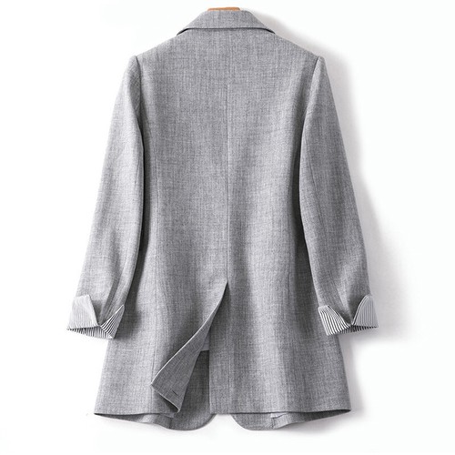 Womens Button Long Sleeve Splice Blazer Casual Office Work Suit Jackets Coat - Picture 8 of 13