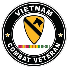 Combat Veteran 1st Cavalry with Vietnam Campaign Ribbons Bumper Sticker Decal 5"