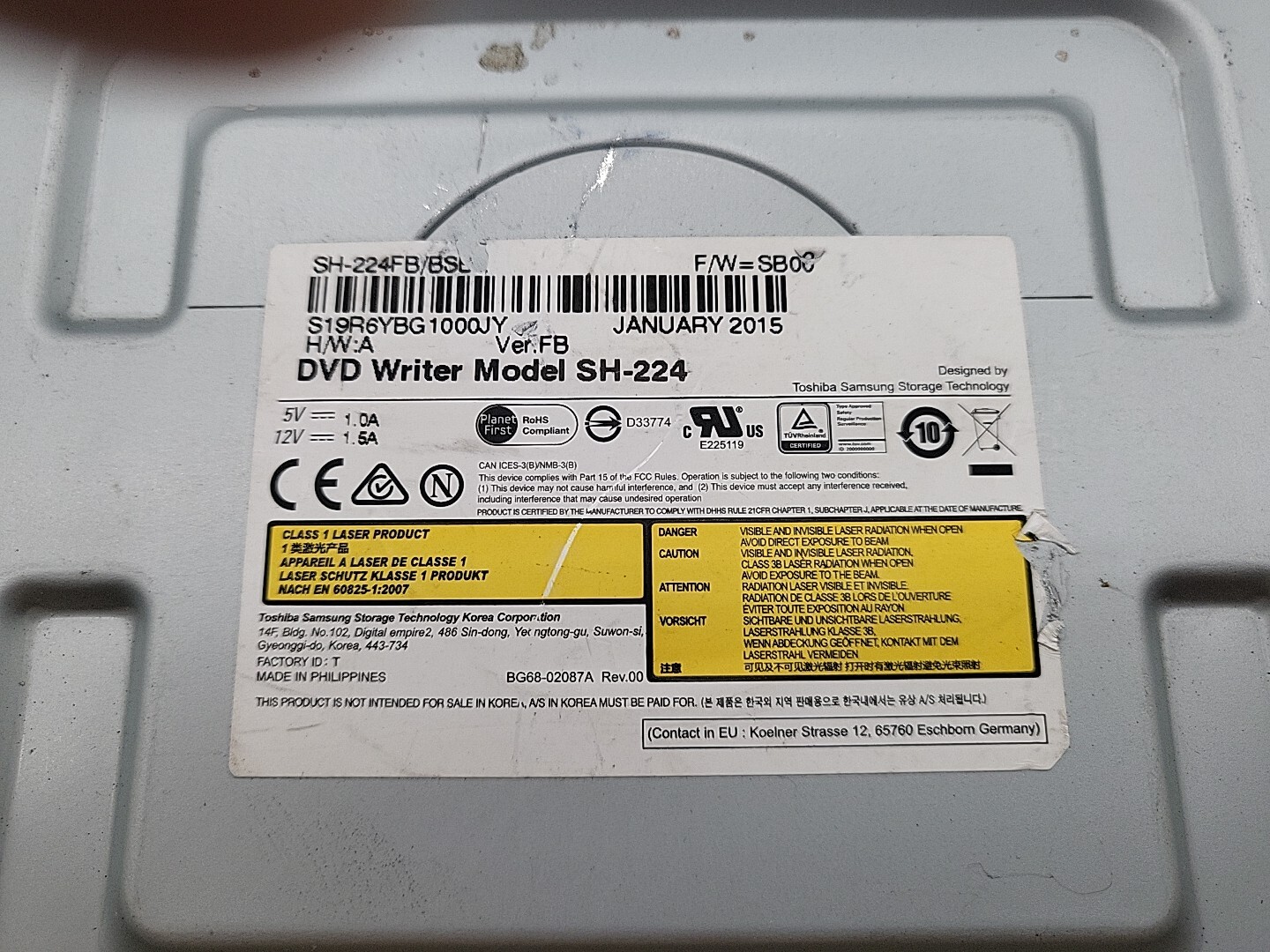 Samsung Super WriteMaster SH-224  CD DVD Disk Drive Reader