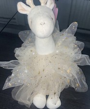 FAO Schwarz Petit Bon 12" Stuffed Plush Ivory Ballet Giraffe Ivory Gold Tutu