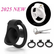 Resin Male Chastity Device Inverted Cage Black White Men Lock Belt 4 Rings USA