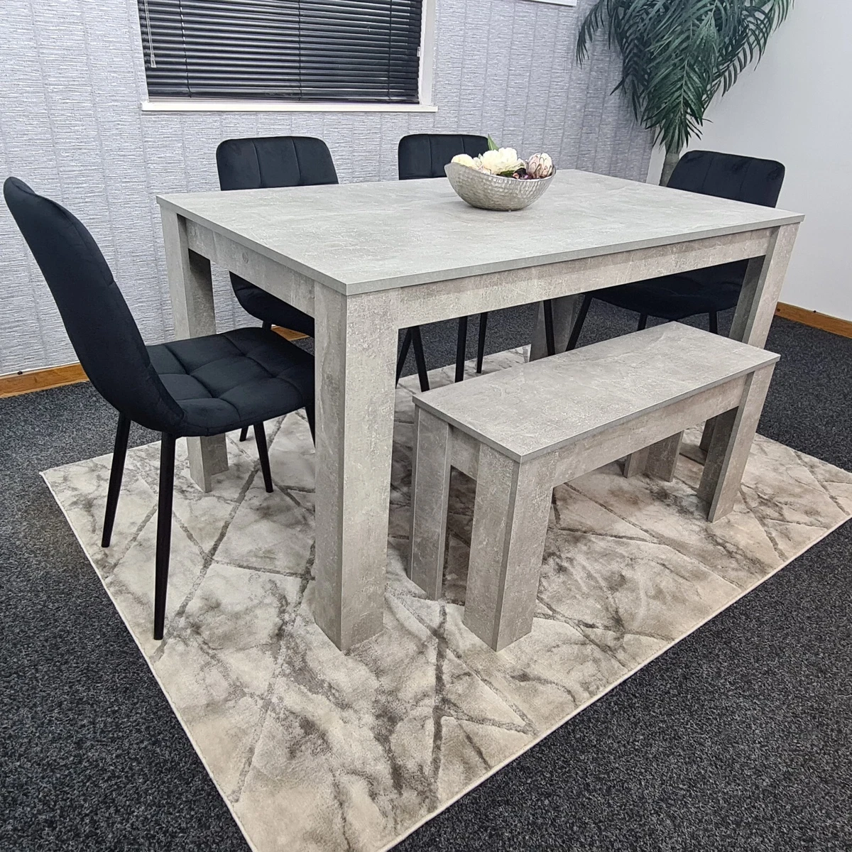 Grey dining on sale bench and chairs