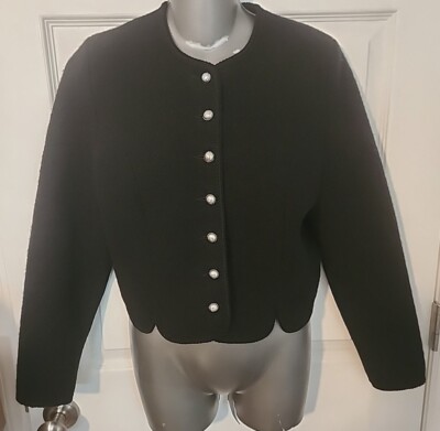 Giesswein Tirol by maser black boiled wool silver buttons sweater S