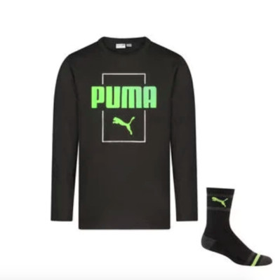 Puma Jungen (8-20) 2 Stck. Jersey Langarm T-Shirt mit Socken - schwarz