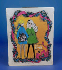 Vintage 1968 Barbie Doll Trunk With 1990 Barbie  Ken Plus Clothes White Case
