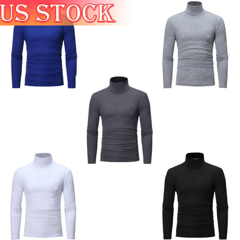 US Men Mock Neck Undershirt Casual Slim Fit Long Sleeve Underwear