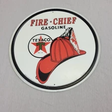 Texaco Fire Cheif Gasoline Round Vintage Reproduction 12" Garage Man Cave Wall