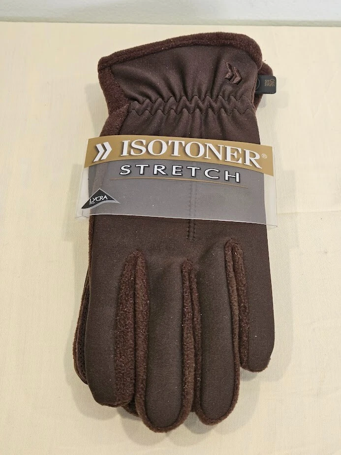 Isotoner Women's Stretch Gloves BROWN ONE SIZE New Winter Cold Ski Driving