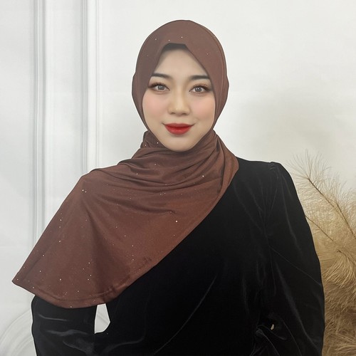 Muslim Women Glitter Turban Hijab Instant Hat Ready to Scarf Wrap Shawl Headwear - Picture 38 of 74