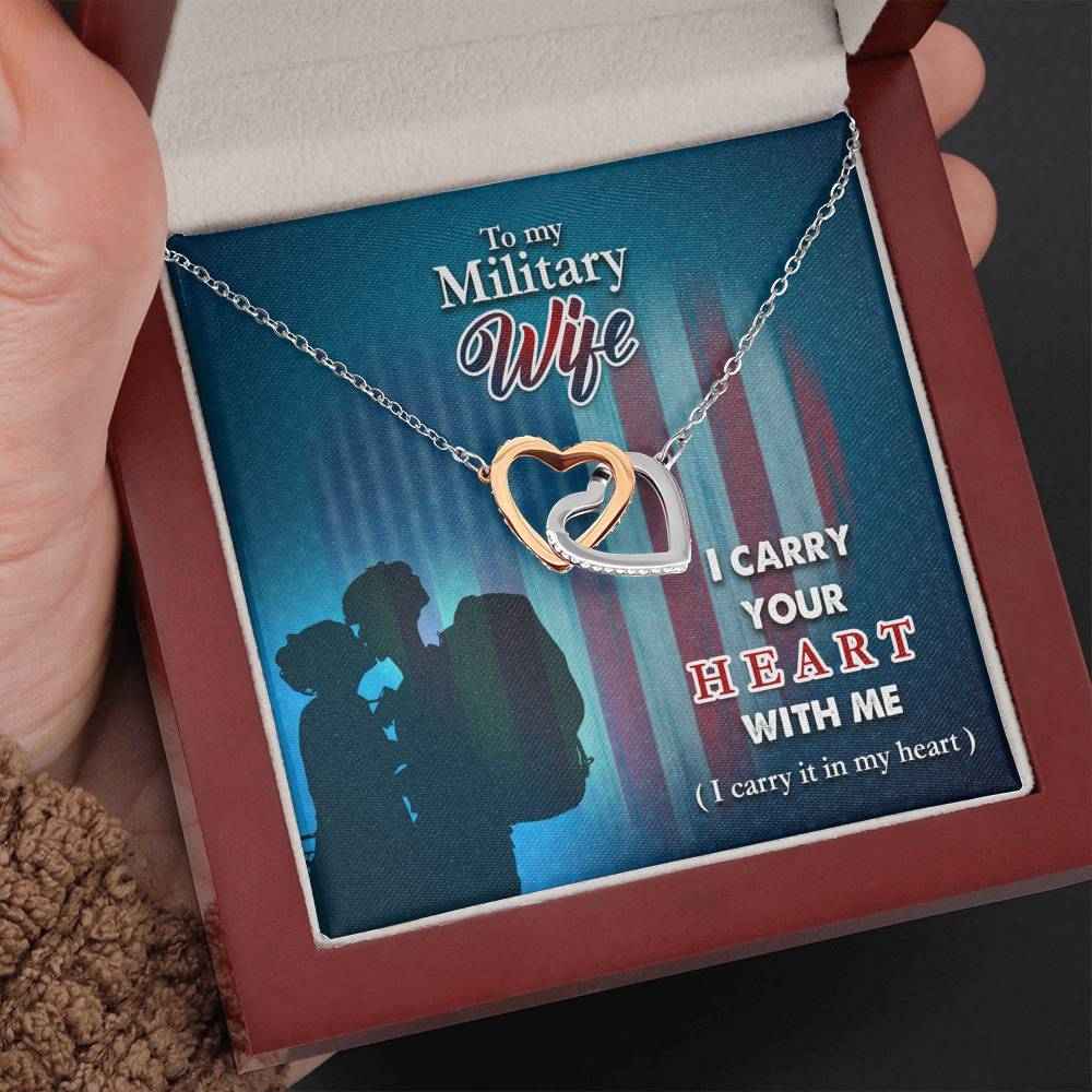 Military Wife Gift From Husband Interlocking Hearts Pendant - Main Image
