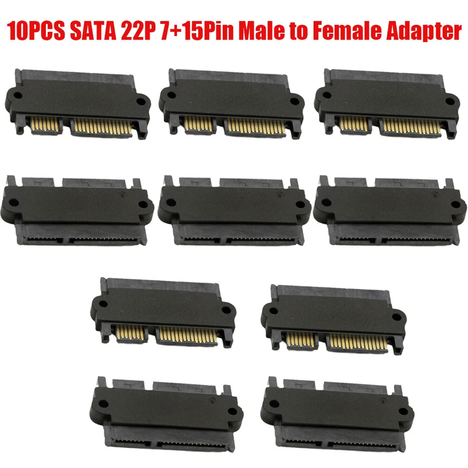 SATA 22P 7+15Pin Male Plug to SATA 22Pin 7+15P Female Jack Adapter Convertor 10x - Image 2 of 4