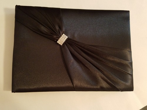 Lillian Rose Guest Book Black Sash Clear Crystal Bling Wedding Bridal 8.5" - Picture 2 of 11